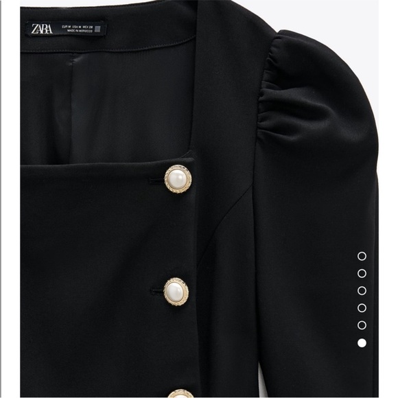 Zara Black Mini Dress with Pleated Skirt and Button Accents - Picture 6 of 6